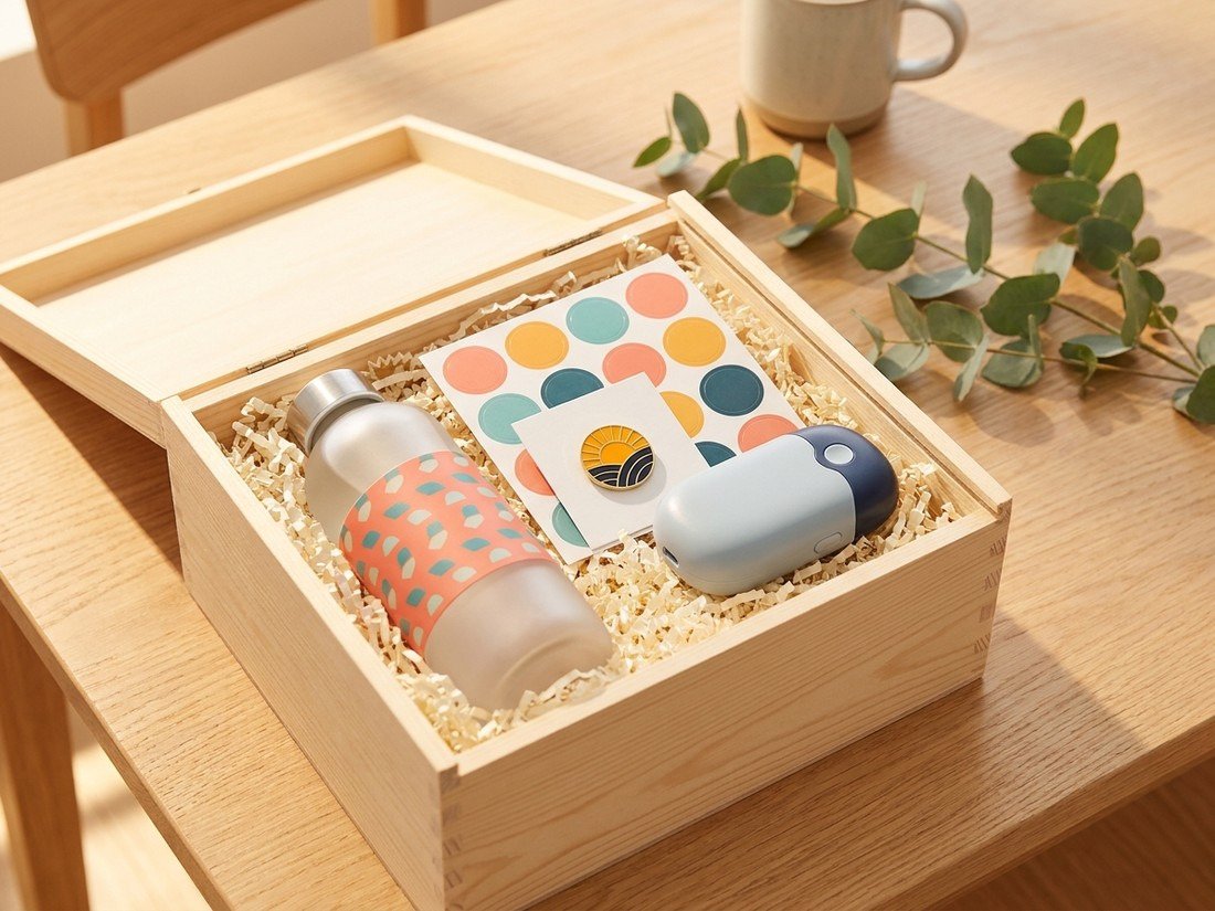 An open gift box of fun goods